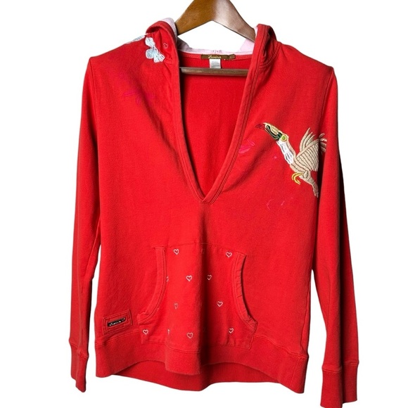 Luxirie Size Large Embroidered Pullover V Neck Red Long Sleeve Bohemian - Picture 15 of 15